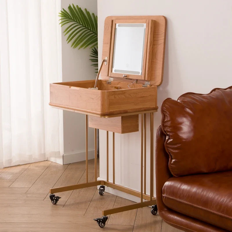Portable Adult Vanity Table Nordic Woman Wheels Storage Unique Bedroom Dressers Makeup Desk Mirror Penteadeira Furniture Home