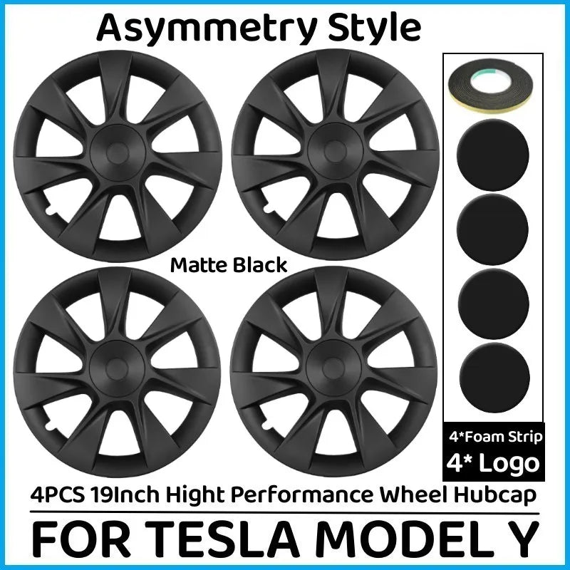 19 Inch Wheel Caps 4PCS Wheel Cover Performance Replacement Wheel Hub Cap Full Rim Cover Accessories For Tesla Model Y 2018-2024
