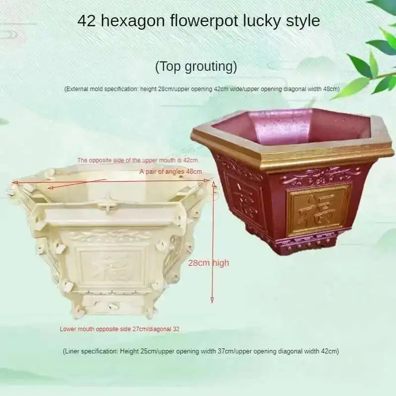 Hexagonal Cement Flowerpot Mold Home Garden Balcony Bonsai Pot Template Concrete Cast-in-place Homemade Plastic Flowerpot Mold