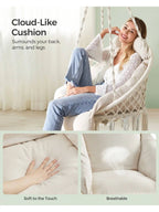 SONGMICS Hanging Chair, Hammock Chair with Large, Thick Cushion, Boho Swing Chair for Bedroom, Patio, Balcony, Garden