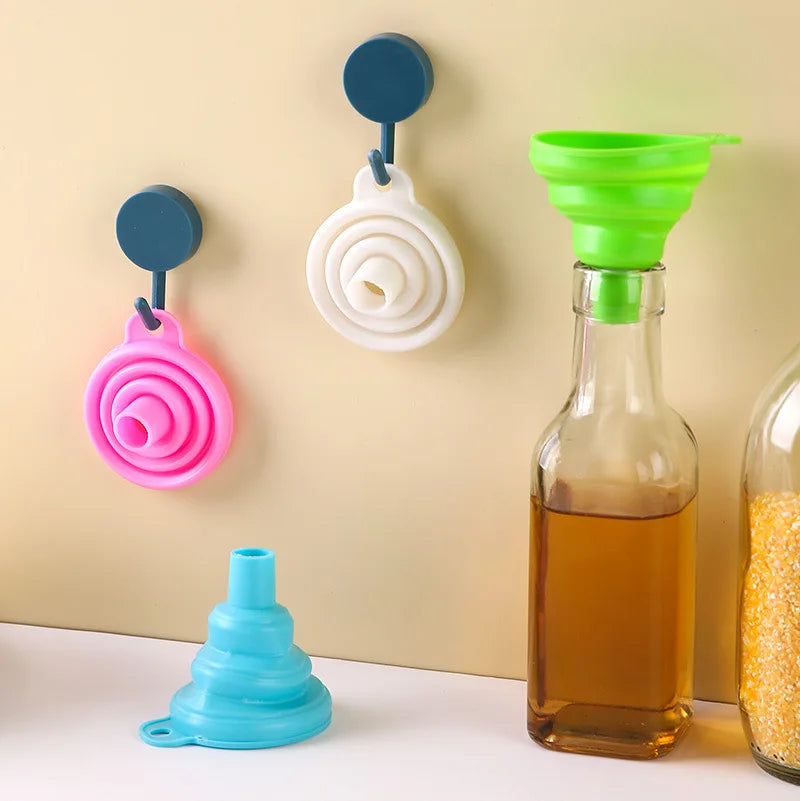 Kitchen Funnel Set, Kitchen Gadget Accessories Foldable Silicone Foldable Funnel for Filling Water Bottles With Liquid Transfer