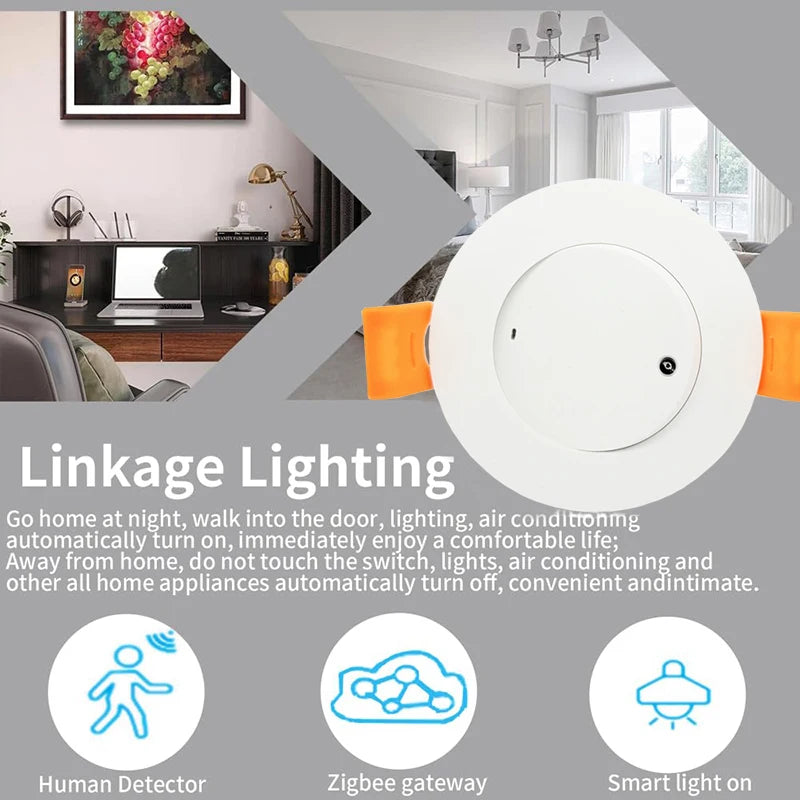 Smart Life Zigbee Human Presence Detector 100-240V Tuya  Radar Pir Montion Sensor Adjustable angle  Luminance Detection