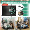 Large-Capacity Double-Layer Kitchen Storage Rack with Drainage, Lockable Metal Tableware Stand for Bowls, Kitchen Organizers