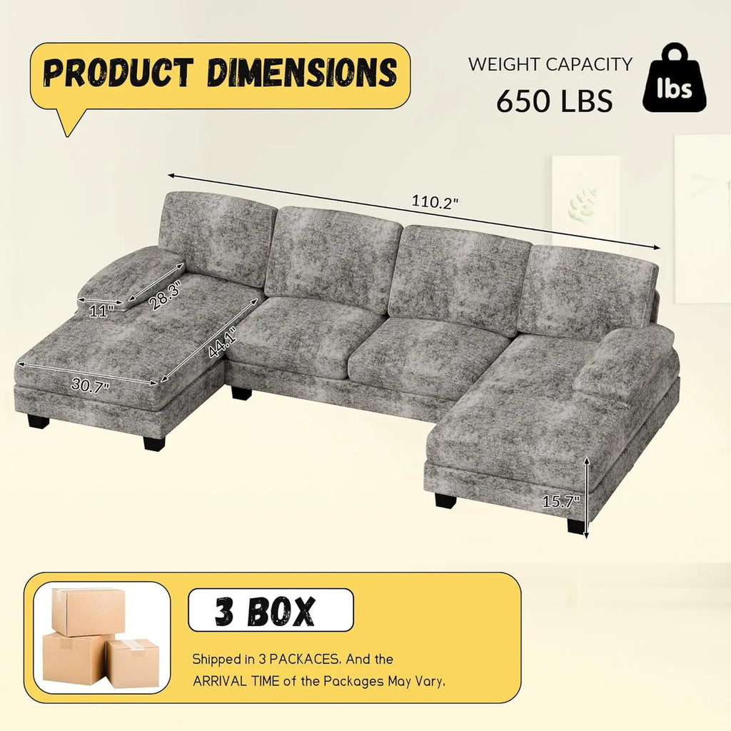 Compact U-Shaped Sofa