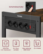 VASAGLE Kitchen Rack with sockets, 2 Metal Baskets, Microwave Shelf, 35x80x93.5 cm Industrial Design