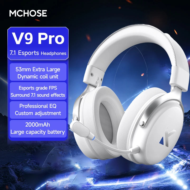 MCHOSE V9 Pro Gaming Wireless  Headset Surround Sound Headphones Noise Canceling Mic Low Latency Lightweight for PS5 PC SWITCH