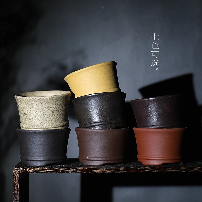 Crude Pottery Purple Sand Plants Pot, Table Vase, Breathable Garden Decoration, Home