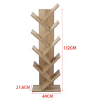 【Breeins】Rustic Standing Tree Bookshelf Wood Display Rack For Home Office Decoration Storage Organizer Shelf Bookcase
