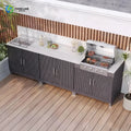 Custom Modern Stainless Steel Folding Camping Outdoor Kitchen All-in-One Prep Station With Sink and Built-in BBQ Grill Oven