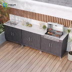 Custom Modern Stainless Steel Folding Camping Outdoor Kitchen All-in-One Prep Station With Sink and Built-in BBQ Grill Oven