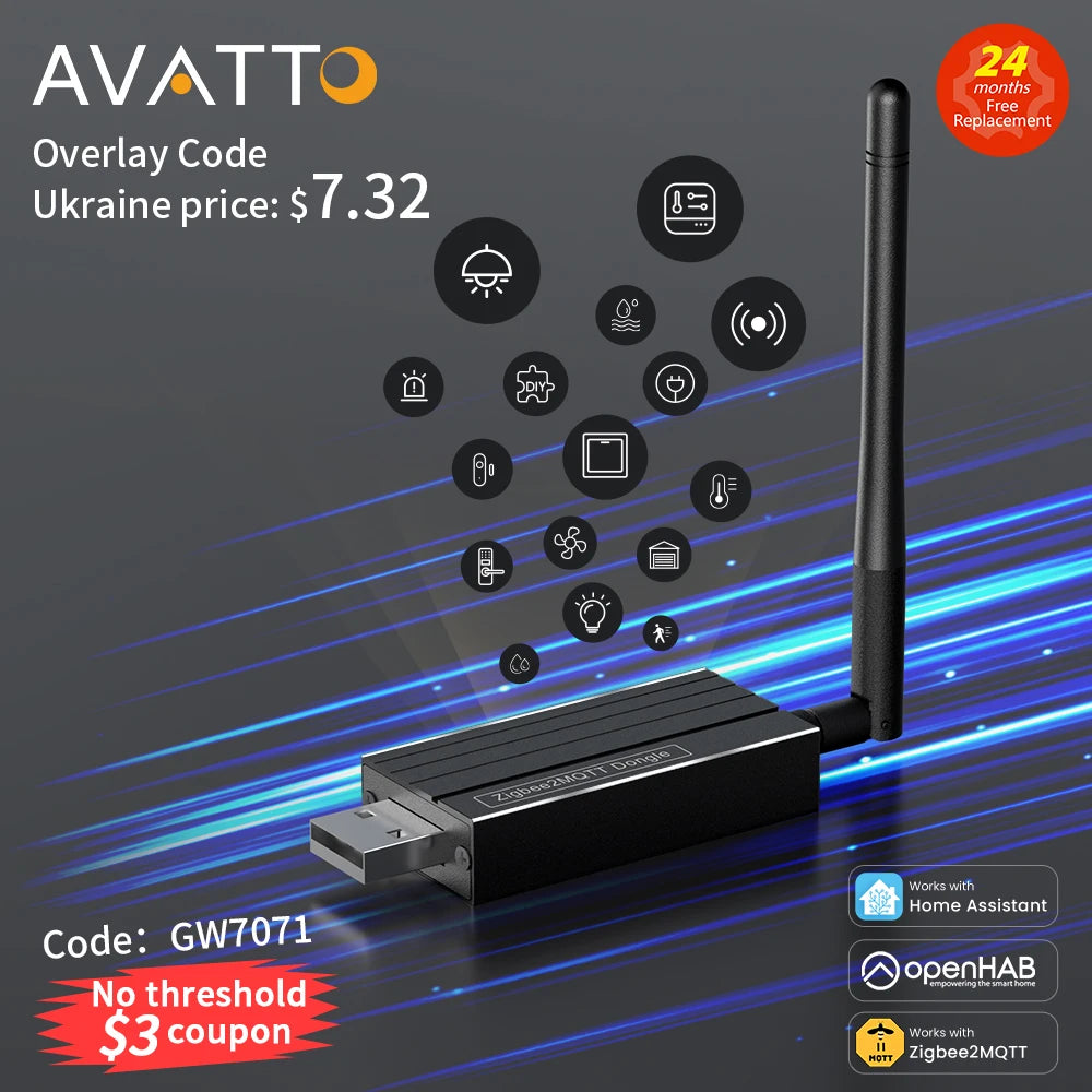 AVATTO Zigbee 3.0 USB Dongle Plus Universal Zigbee Wireless Gateway Hub Support Home Assistant Zigbee2MQTT，Raspbian Ubuntu Macos