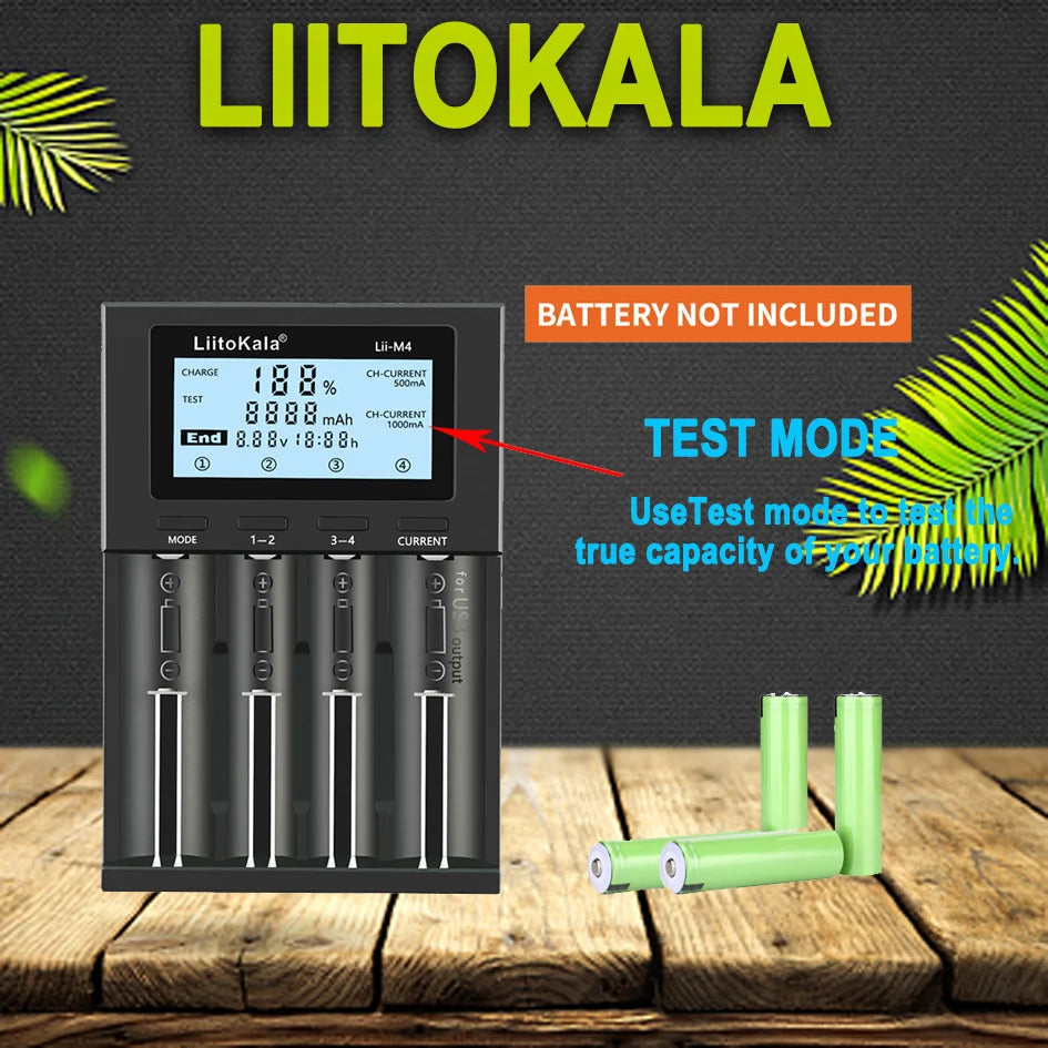 LiitoKala Lii-M4S 18650 LCD Multifunctional Battery Charger For 3.7V 1.2V 26650 21700 14500 18350 17500 AA AAA A C And Other