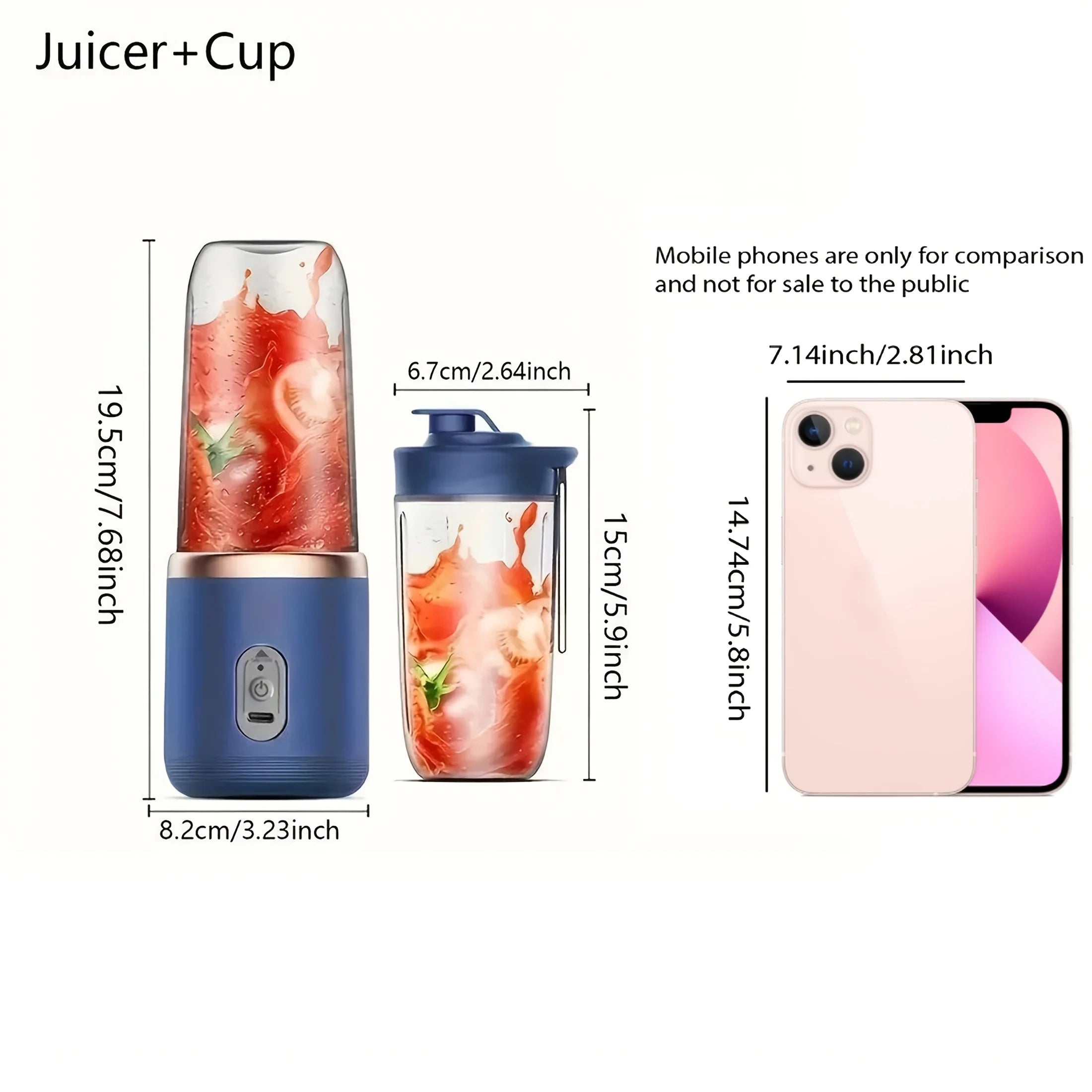 1 PC portable blender with 2 USB rechargeable personal juicers, button controlled, suitable for home and travel