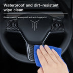 YZ For Tesla Model 3 Y 2021-2023 Car Steering Wheel Frame ABS Carbon Fiber Steering Wheel Decor Cover Stickers Interior