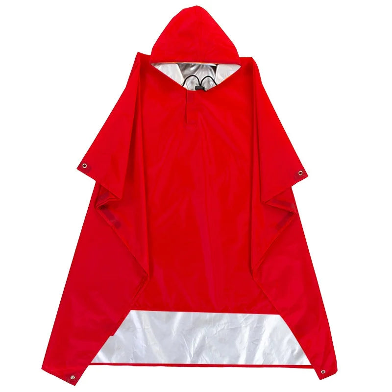 3-in-1 Multifunction Travel Waterproof Poncho Outdoors Rain Coat Shelter Camping Mat Backpack Cover Women Men Raincoat