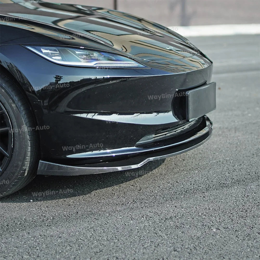 For Tesla Model 3 Highland 2024 Front Lip DC Body Kit Gloss Black Carbon Sport Front Guard Trim Spoiler ABS Auto Accessories Car