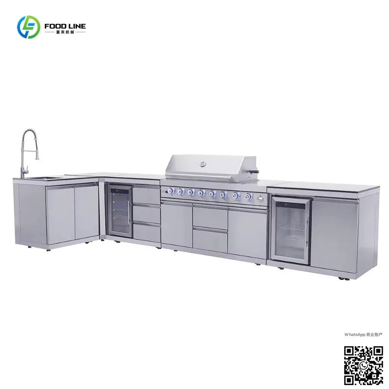 Customized Outdoor Kitchen Cabinet Set Haute Couture Garden Modular Stainless Steel Modern Design Gas Grill