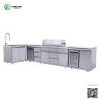 Customized Outdoor Kitchen Cabinet Set Haute Couture Garden Modular Stainless Steel Modern Design Gas Grill