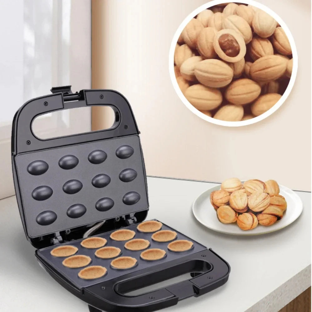 Walnut Cookie Maker 12 Holes Mold Automatic Nuts Maker Electric Walnut Cake Maker Non-stick Iron Toaster Baking Breakfast Pan