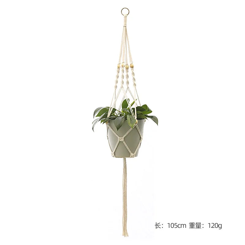 Hanging Plant Handmade Macrame Plant Hanger Flower Pot Planter Hanger Wall Decor Courtyard Garden Hanging Planter Hanging Basket