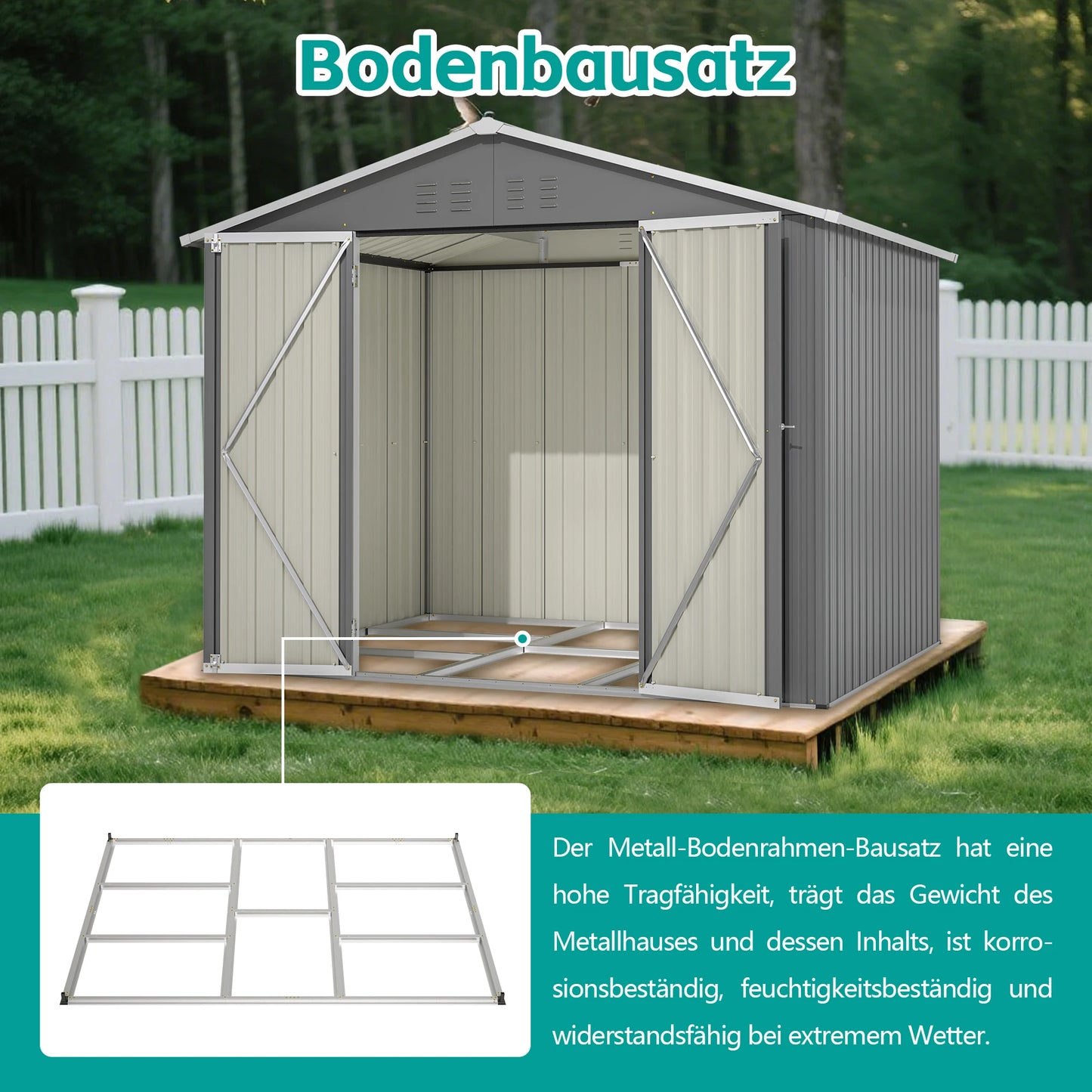 8x6FT Graues Metall-Tool-Shed mit Klapptür, Anthrazit-Farbe – Ideal für Gartengeräte und Werkzeugaufbewahrung