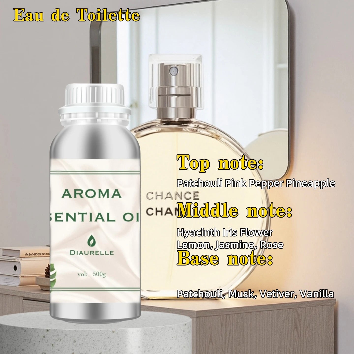 Diaurelle Hotels 500ML Long-Lasting Perfume Oil for Diffuser Hotel Home Air Freshener Strong Refreshing Aroma