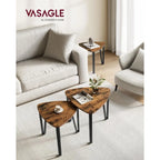 Nesting Coffee Tables, End Tables Set of 2 for Living Room Bedroom, Industrial Small Stacking Side Tables with Metal Frame for