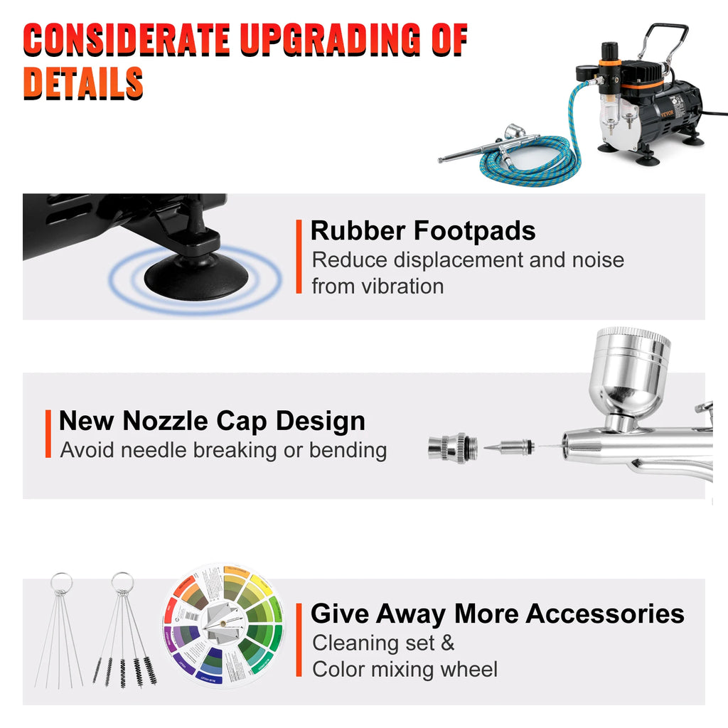 SucceBuy Professional Dual-Action Airbrush 120W Electric Spray Gun Air Brush Painting Set Art Nail Tattoo Makeup Model Sprayer