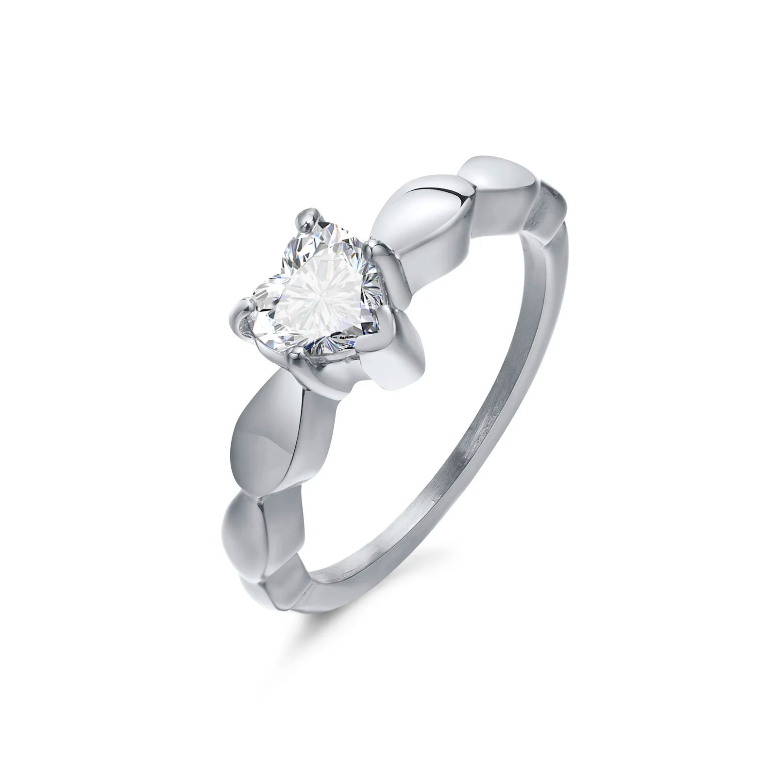 Vnox Romantic Heart CZ Stone Couple Wedding Rings - Black Stainless Steel Engagement Bands for Women & Men | AlluCanFind