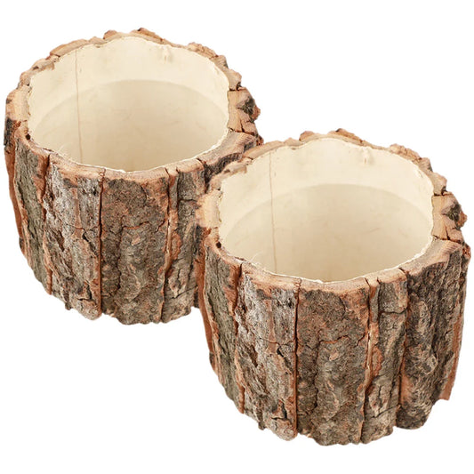 2 Pcs Flower Bucket Planter Log Holder Tree Stump Wood Decor Plant Pots Barrel Planter Garden Supplies Wooden Vase Rustic