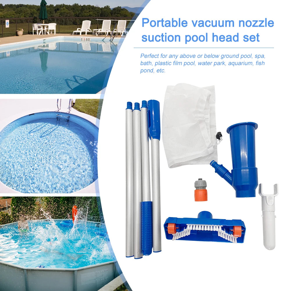 Swimming Pool Vacuum Cleaning Kit Clean Pool Bottoms Net Pool Filter Outdoor Pool Vacuum Cleaner Set Cleaning Skimmer Pool Tool
