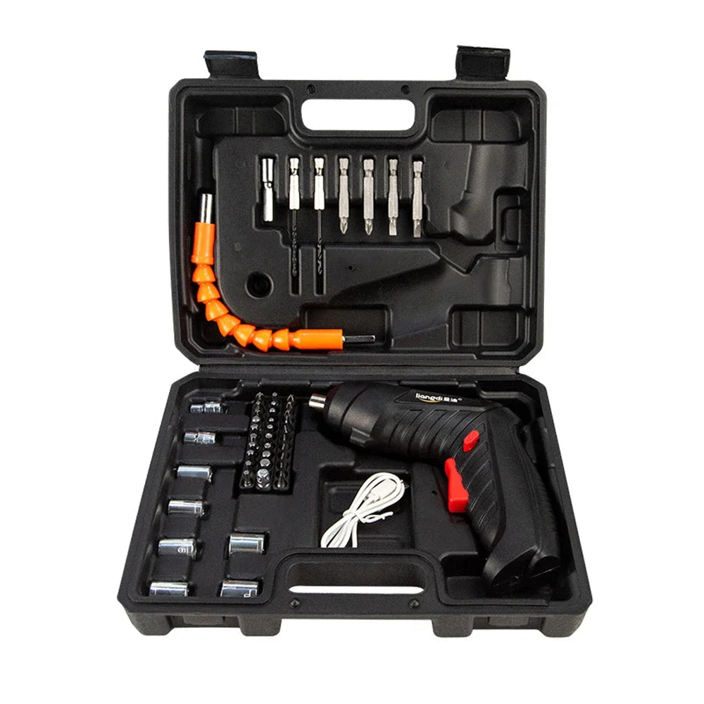 47Pcs 36V Rechargeable Cordless Electric Screwdriver Mini Drill Set With Lithium Battery For Household Maintenance Power Tools