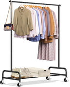 Heavy Duty Clothing Racks for Hanging Clothes Rack,43" Wide Rolling Garment Rack Metal Clothing Hanger Rack Wheels Wardrobe Rack
