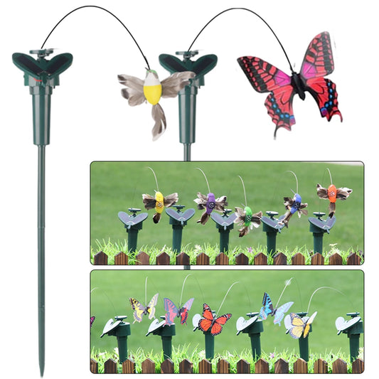 5-1PC Solar Powered Flying Wobble Butterfly Bird Garden Animal Fluttering Butterfly Dancing Ornaments Outdoor Decor Lawn Decor
