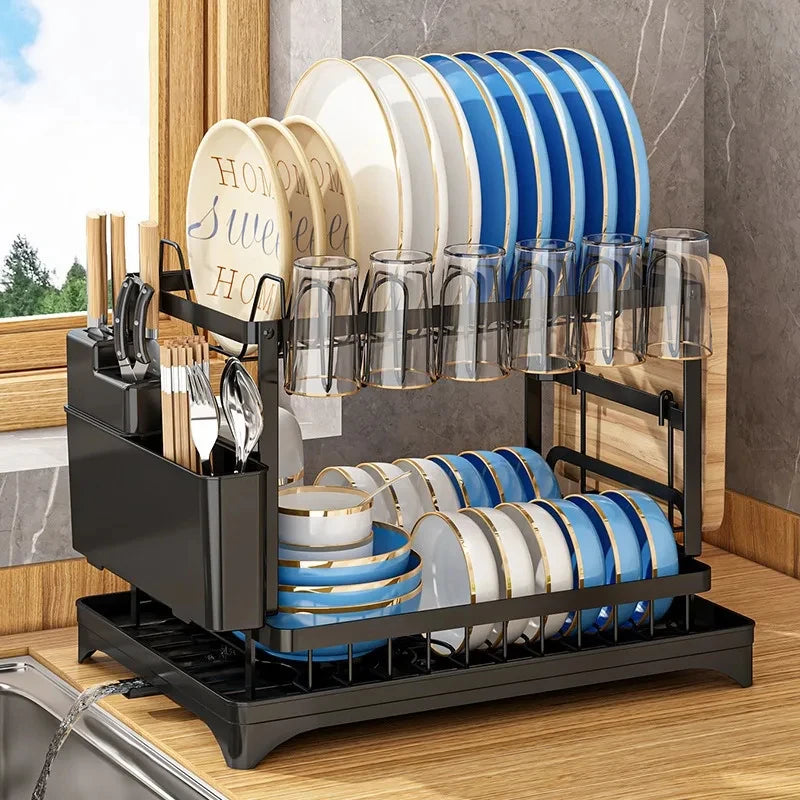Multifunctional Kitchen Dish Drying Rack Countertop Storage Shelf Household Drain Organizer for Dishes Chopsticks Tableware