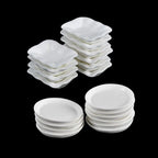 10Pcs Kitchen Toys Doll House Trays Plates Doll Durable Mini Food White Dishes Tableware Miniature Doll House Accessories