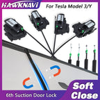 Hawknavi  Electric Suction Door Lock For Tesla Model Y Model 3 Highland with Soft Cose Anti Pinch Super Silence DIY Installing