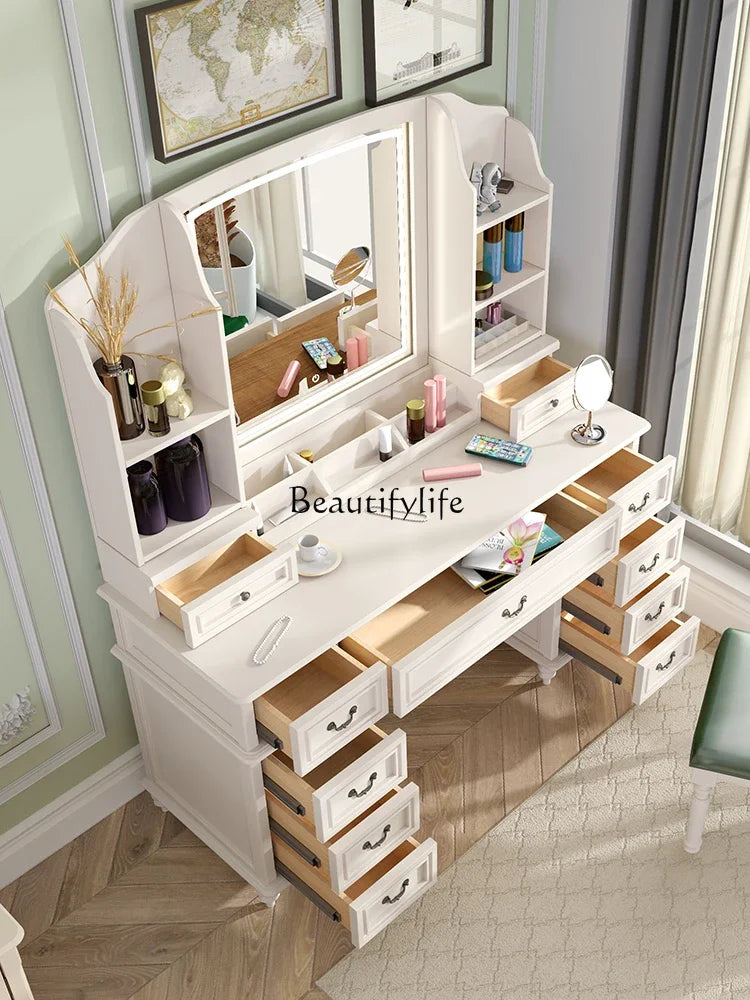 FG11All solid wood custom American light luxury led storage rack dresser large