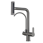 Waterfall Faucet Multi-functional 4 Mode pure Hot Cold Water Kitchen Faucet Sprayer Sink Wash Tap 360° Rotation gun gray Brushed
