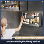 Kitchen Wall Cabinet Vertical Lifting Basket Electric Intelligent Voice and Touch Control Automatic Seasoning Basket Cabinet