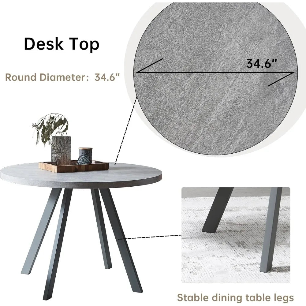 Round Dining Table Set, Mid Century Modern Small Round Dining Table Set, Saving Space