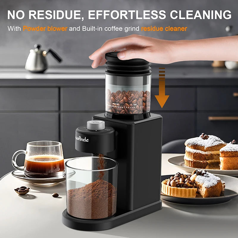 Professional Conical Burr Coffee Grinder Coffee Grinders with 25 Girind Settings Easy to Clean with Brush Anti-static Powder Box
