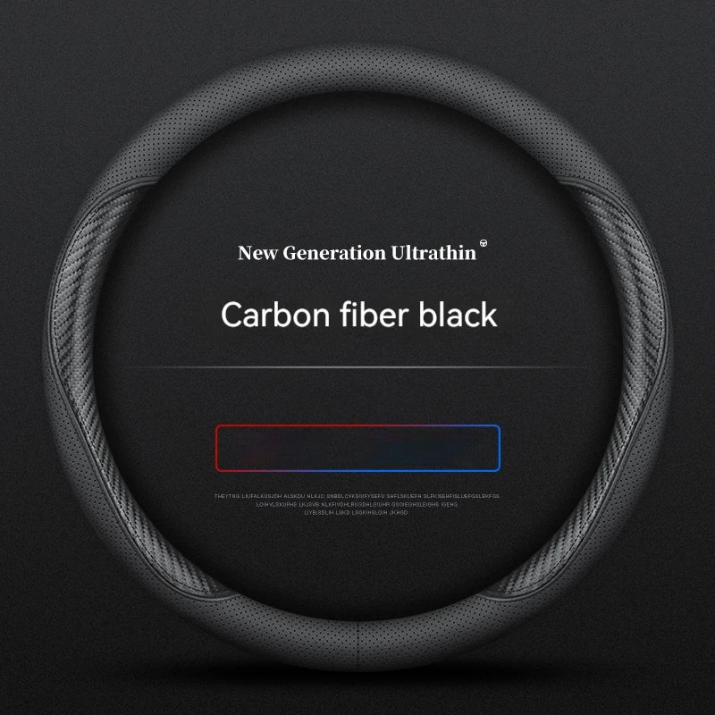 Full Leather Cover for All Seasons Auto Steering Wheel Cover Ultra-Thin Non-Slip Round Breathable Car Steering Wheel Protector