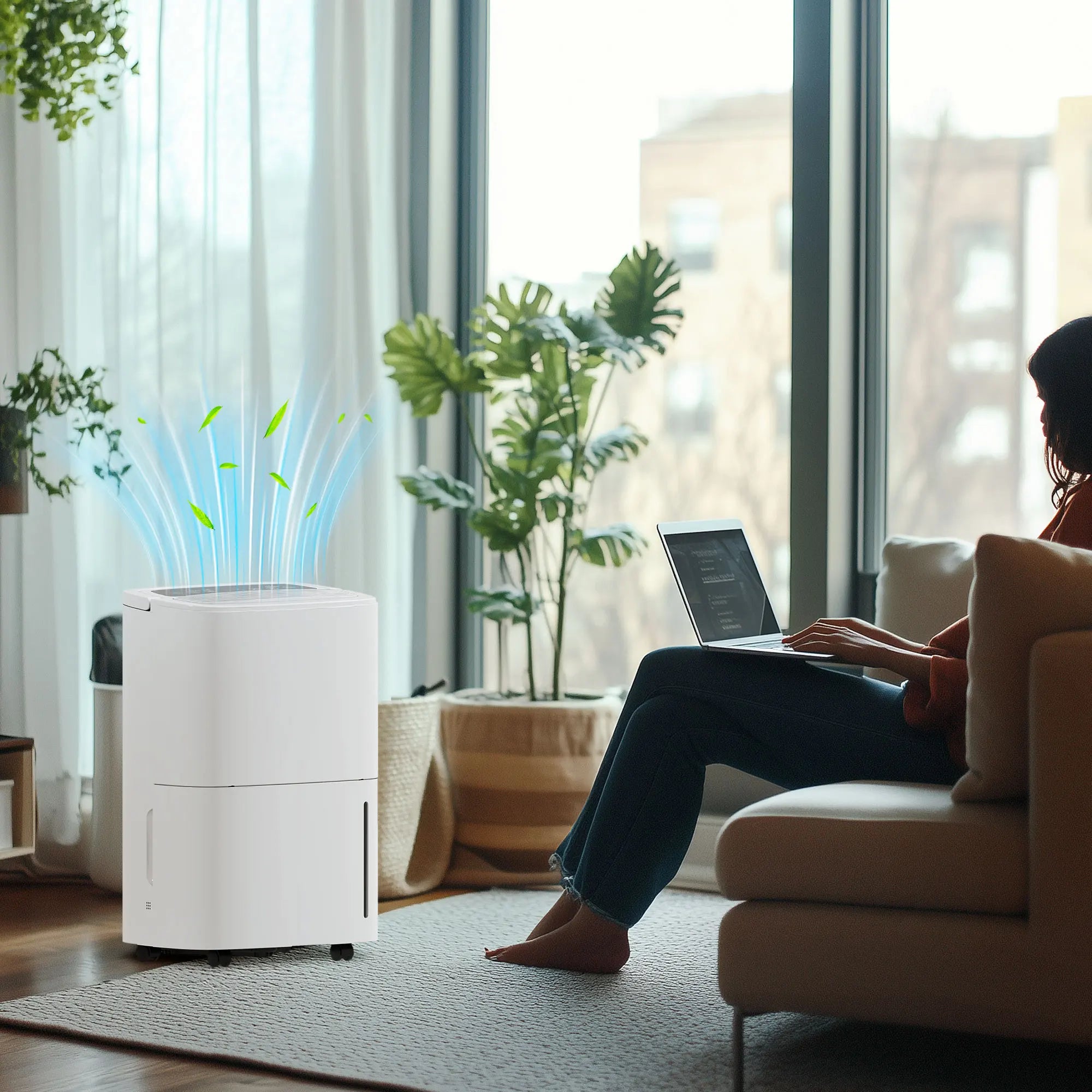 HOMCOM 20L/Day Dehumidifier with Continuous Drainage, 5L Water Tank, Timer