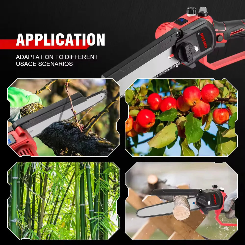 ONEVAN 8Inch Brushless Electric Chainsaw 4500W Cordless Electric Saw Rechargeable Woodworking Tool For Makita 18V Battery Pin