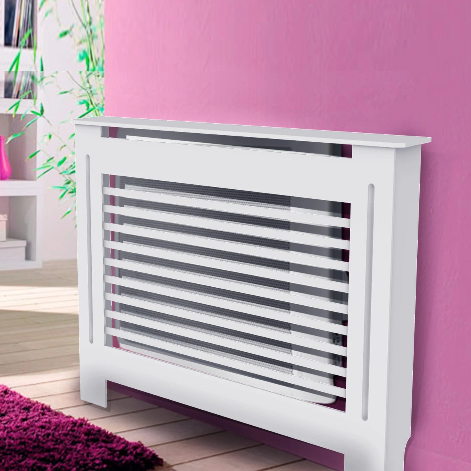 High Radiator Cover Modern Slatted Vertical Radiator Cover MDF Cabinet High Radiators Shelf for Bedroom Living Room Radiators