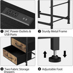 Nightstand with Charging Station - USB/Power, 2-Tier Bedside Table w/2 Drawers & Shelves, Compact for Bedroom/Living Room