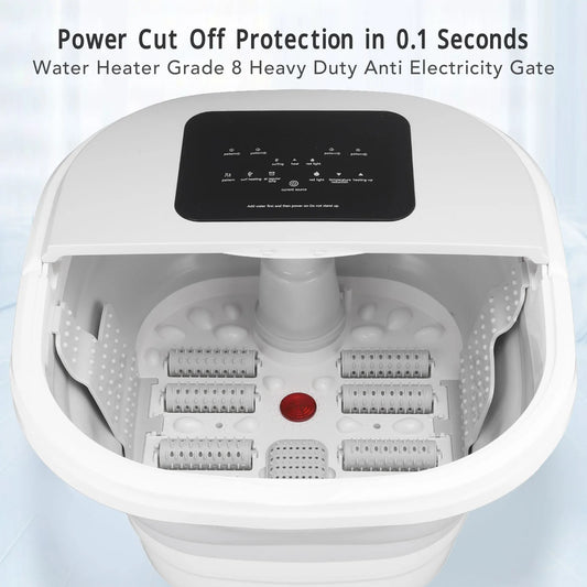 Foldable Foot Spa Massager - Smart Heating Foot Soaker Tub w/ 8 Rollers & 8L Capacity | AlluCanFind