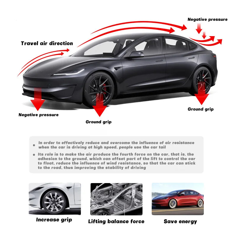High Performance Real Carbon Fiber Spoiler for Tesla Model 3 Highland 2025 2024 Car Original Rear Trunk Tail Wing Car Accessory