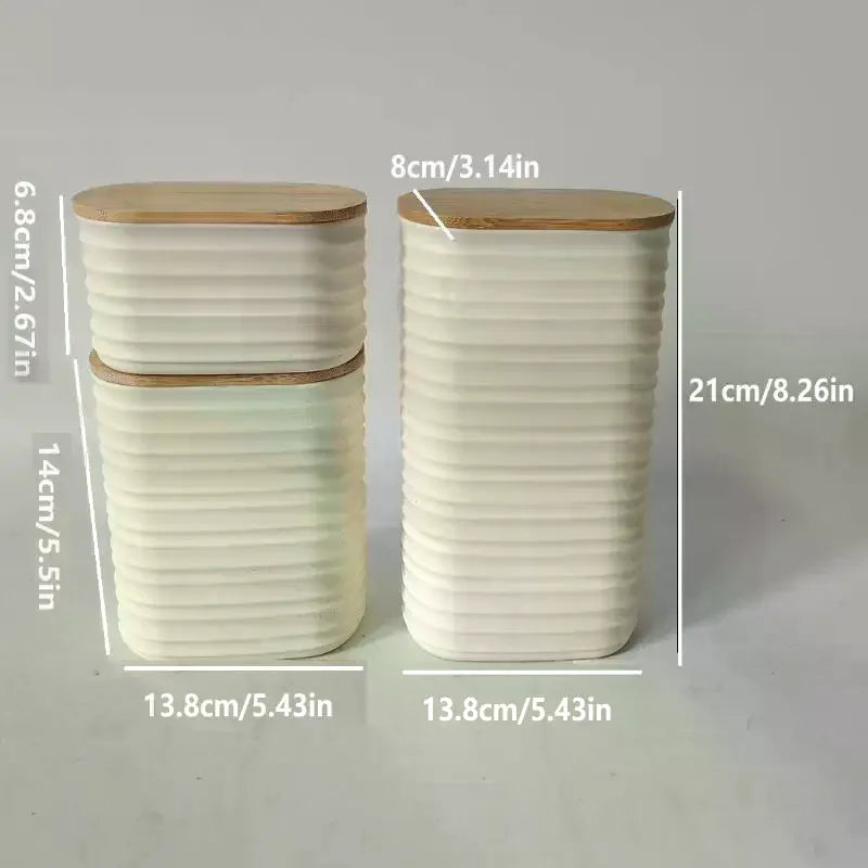 Wooden Lid Food Storage Jar - Sealed Kitchen Organizer Container With Lid For Efficient Pantry Storage And Organization